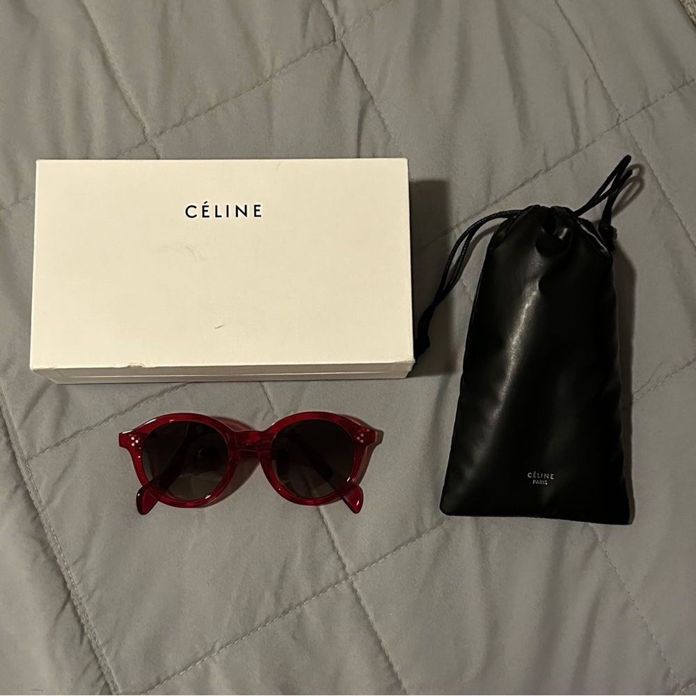 Céline Red Sunglasses with Case